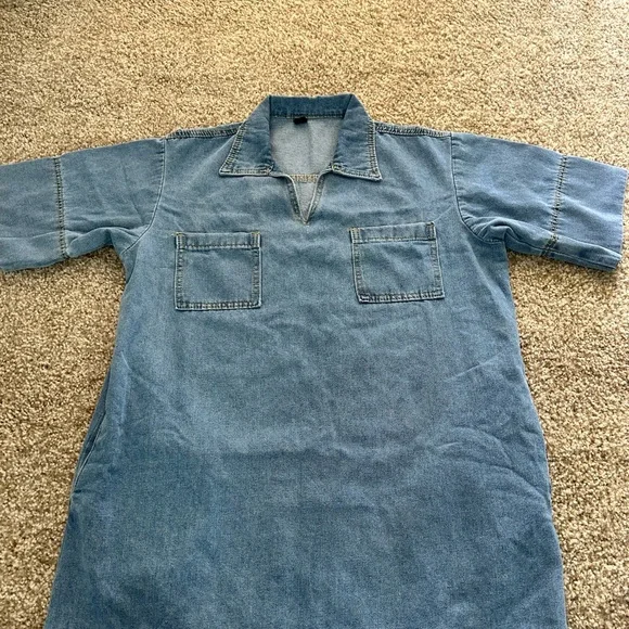 Shein Dresses | Shein Denim Women Dress with Pockets | Color: Blue | Size: Xs | Londonlarce's Closet
